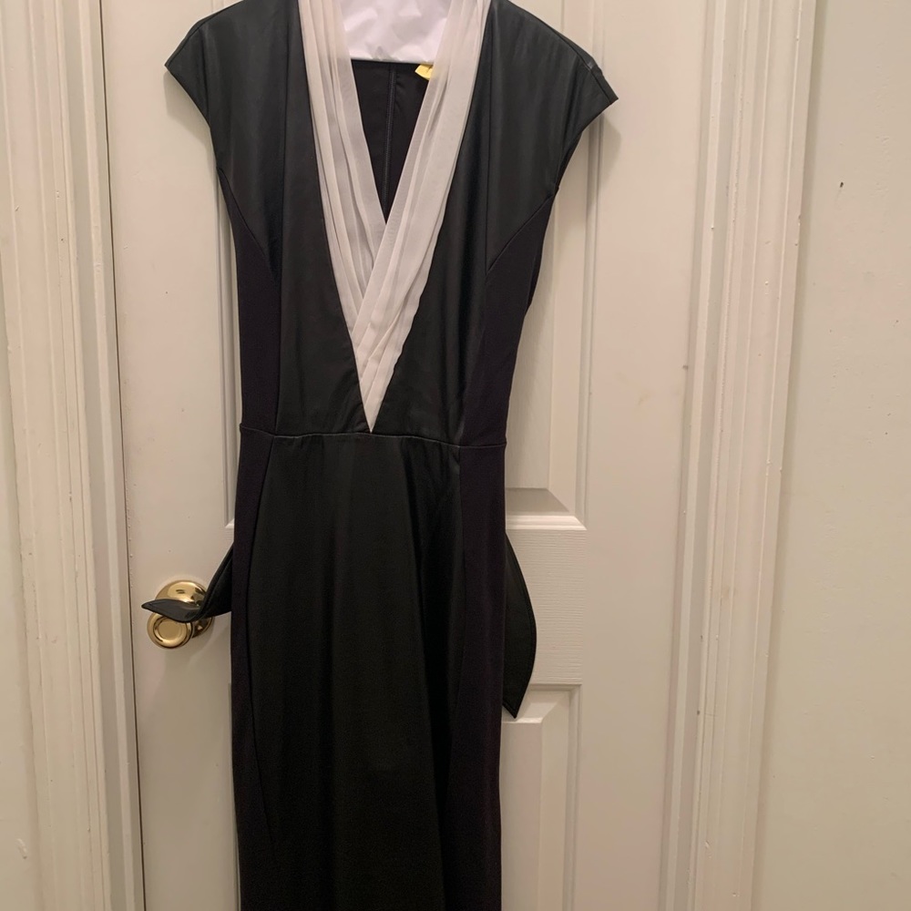 Black and white faux leather dress